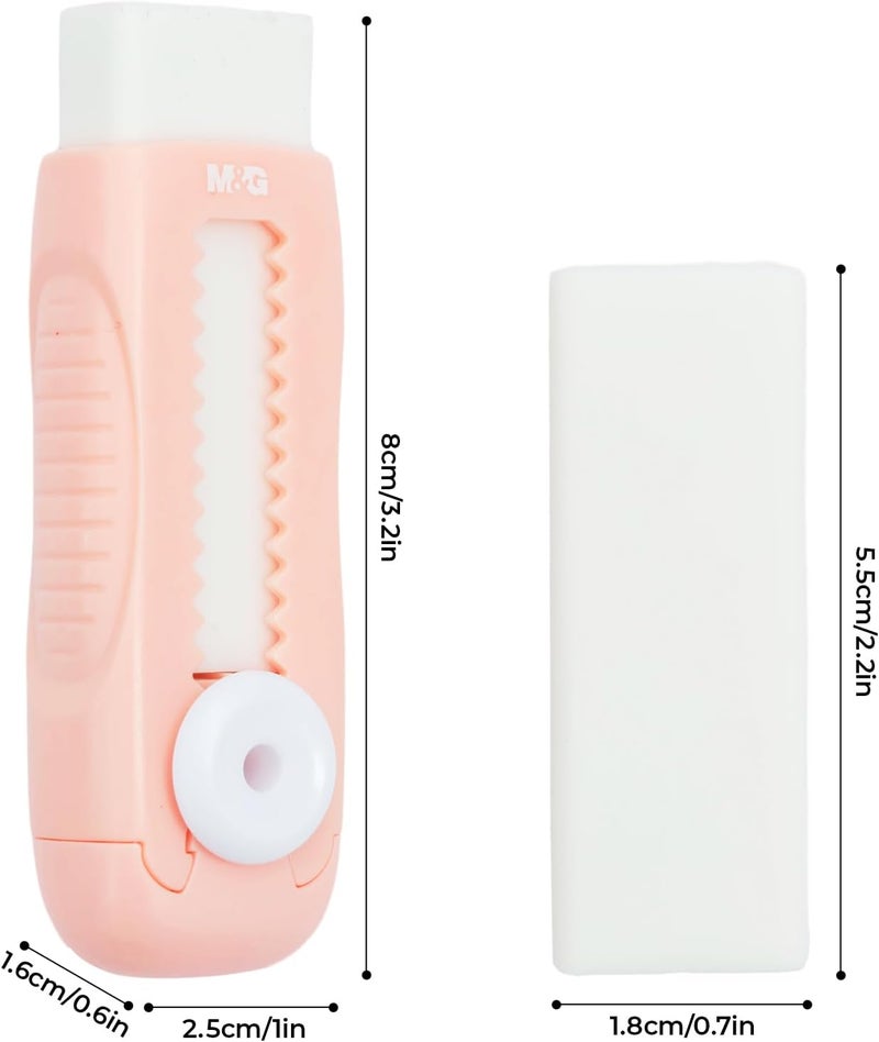 MG 4 Pack Pencil Erasers Sliding Retractable Eraser, Soft Cute Erasers Push Pull Large Rubber Erasers for School Students Kids Office Home Supplies (Blue+Pink) - Image 5